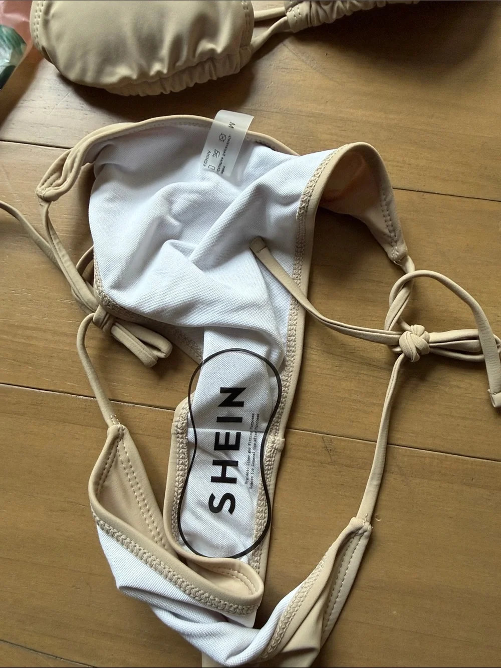 SHEIN Nude Tie-Side Triangle Bikini Set